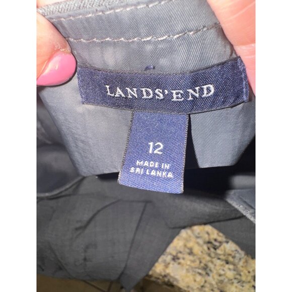 Lands End Gray Short Sleeve Sheath Modest Dress 12 Wool Blend Lined Minimalist - Picture 6 of 11